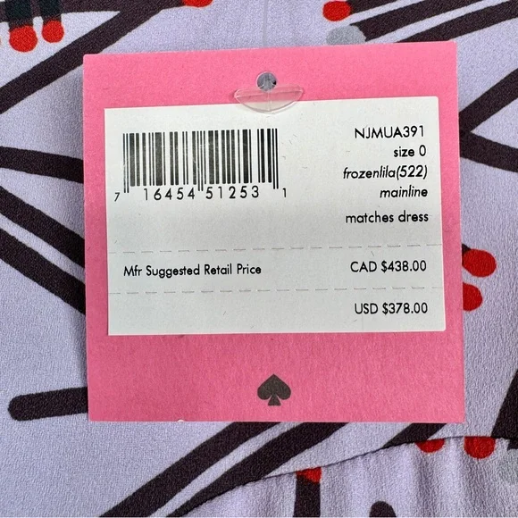 KATE SPADE Frozen Lilac Matches Dress - NJMUA391 - Sz 0 - Picture 12 of 15